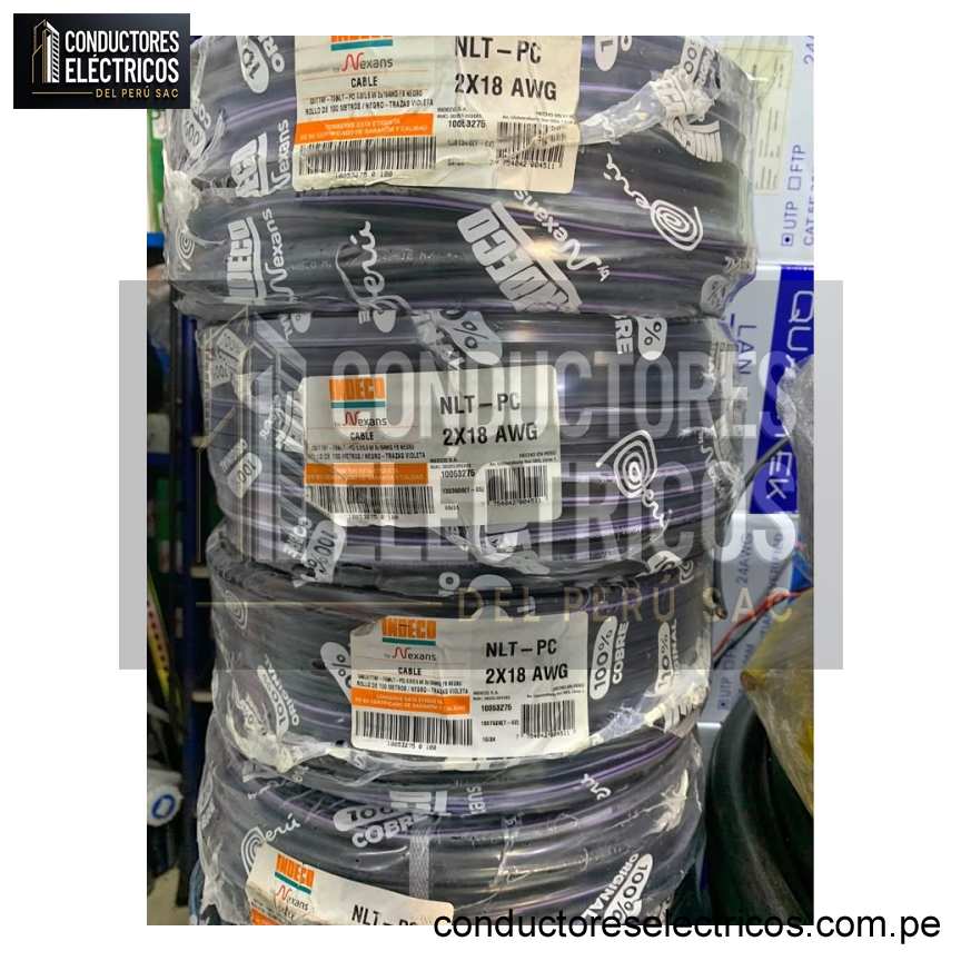 CABLE VULCANIZADO INDECO  NLT-PC  2X18 AWG  100 METROS