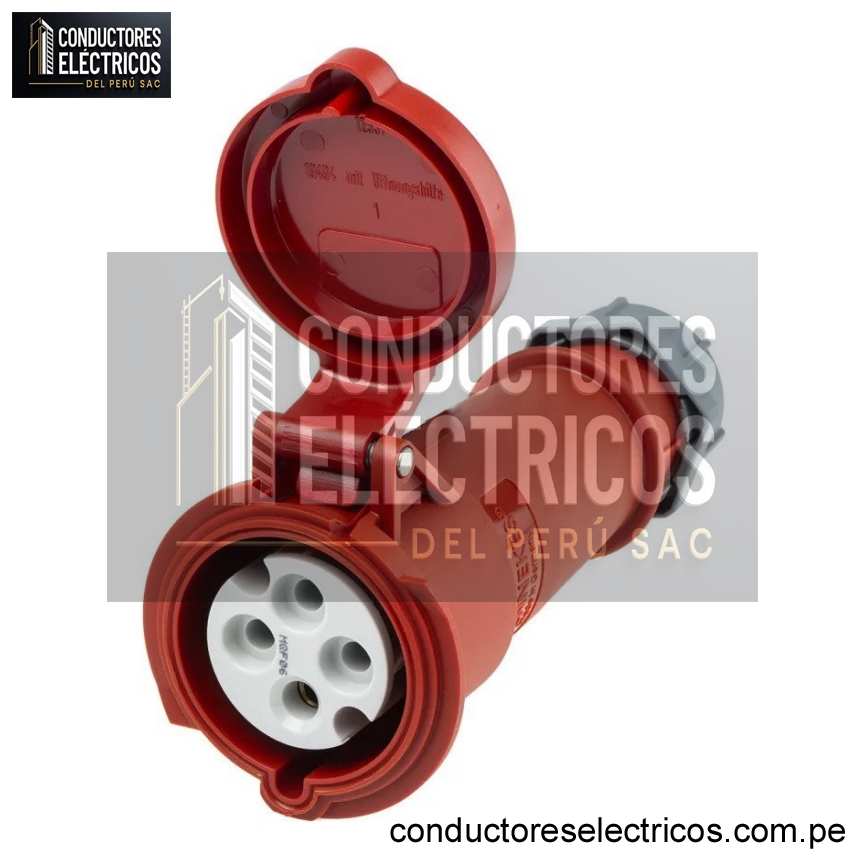 TOMACORRIENTE AEREO MENEKE 3P+T 32 AMP ROJO