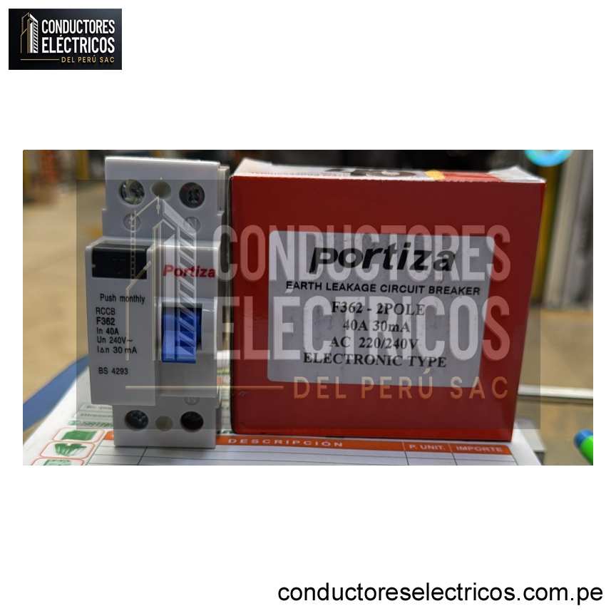 LLAVE DIFERENCIAL 2X40 AMP    30 mA   220/240V PORTIZA