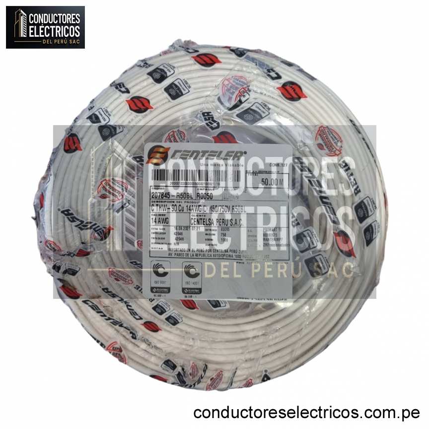 ROLLO 50 MTS THW-90 14 AWG CENTELSA